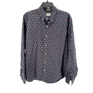 J.Crew Men's Navy Floral Long Sleeve Button-Up Shirt Size Large